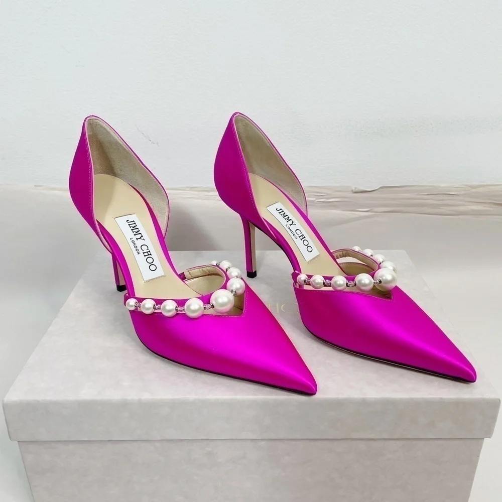 JIMMY CHOO Aurelie Satin Pumps - Picture 8 of 10